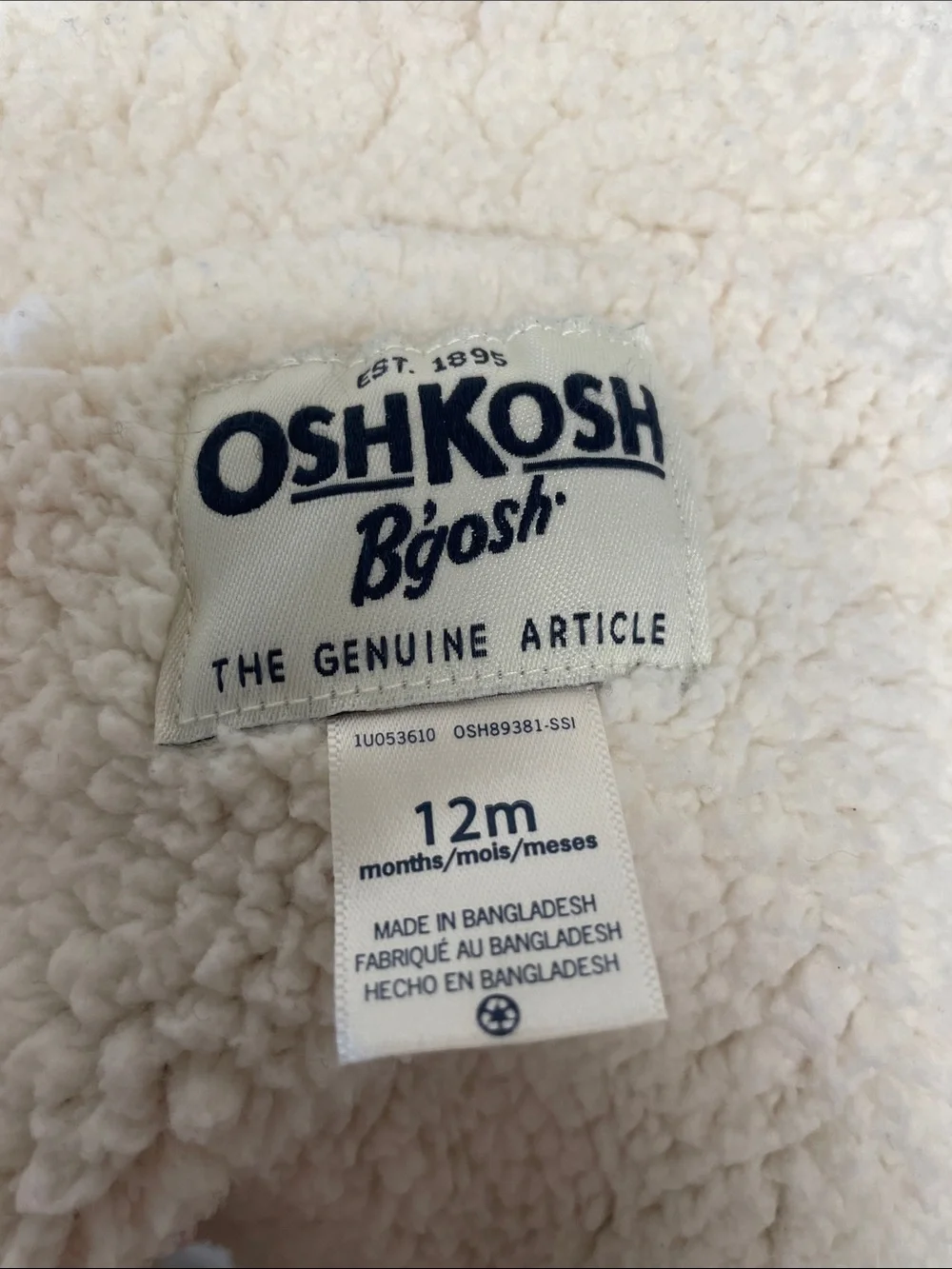 OshKosh B'gosh Cream Sherpa-Lined Corduroy Jacket